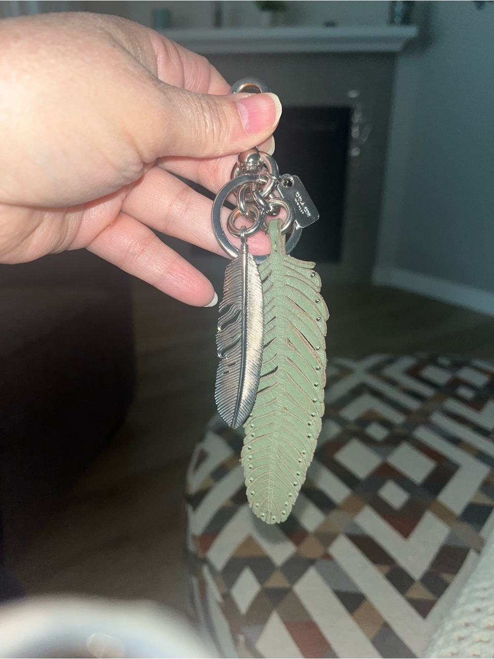 Coach Leather Studded Feather Purse Charm - Picture 3 of 5